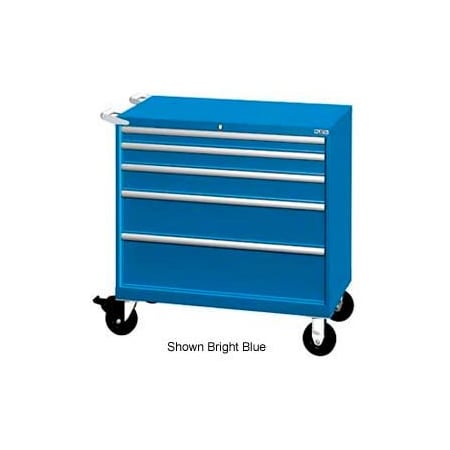 Lista International Lista 40-1/4"W Mobile Cabinet, 5 Drawers, 63 Compart - Bright Blue, Keyed Alike XSHS0750-0505MBBKA